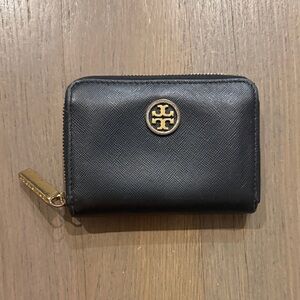 Tory Burch Black and Gold Zip Wallet